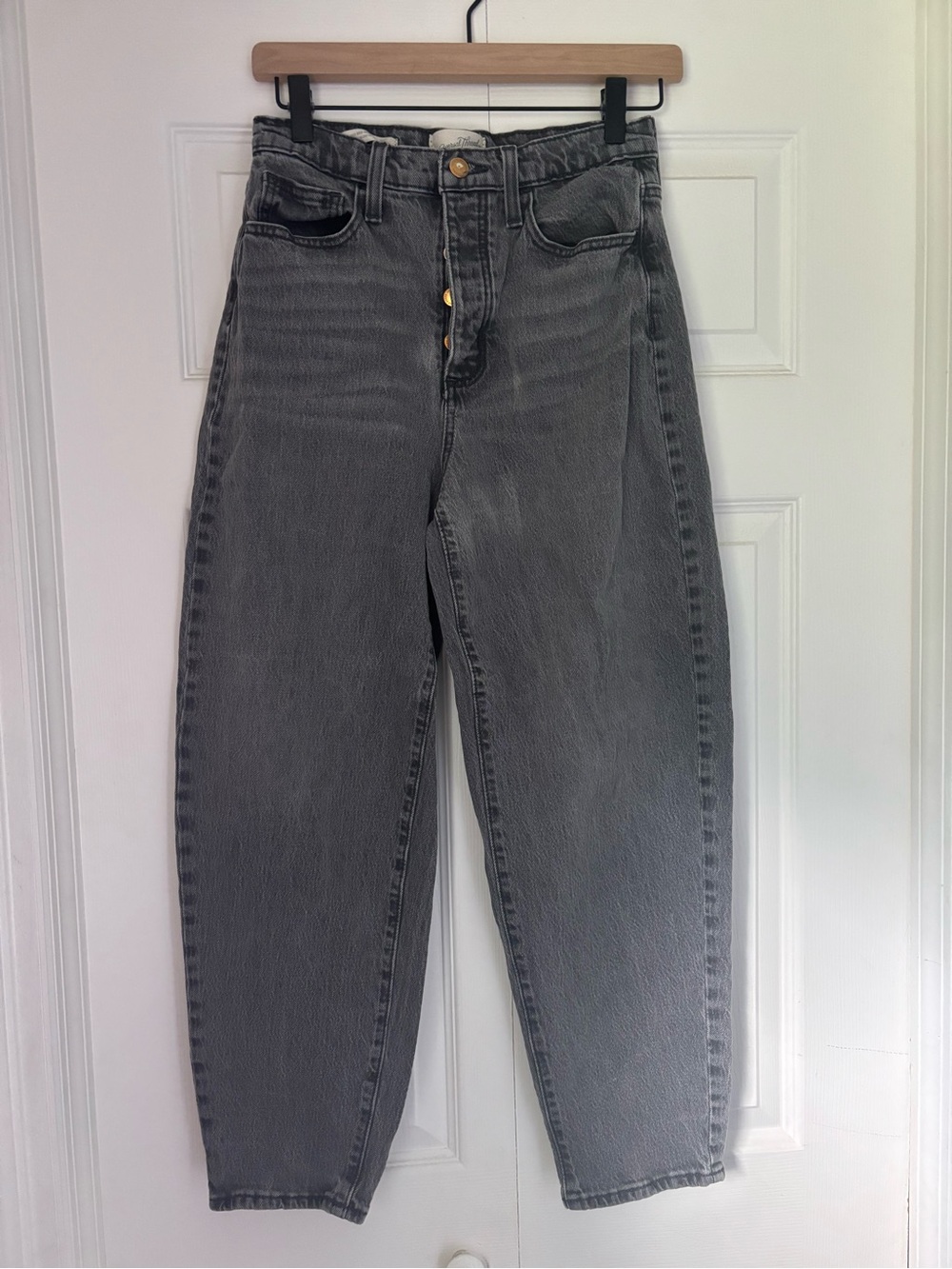 Gray High-Waist Mom Jeans